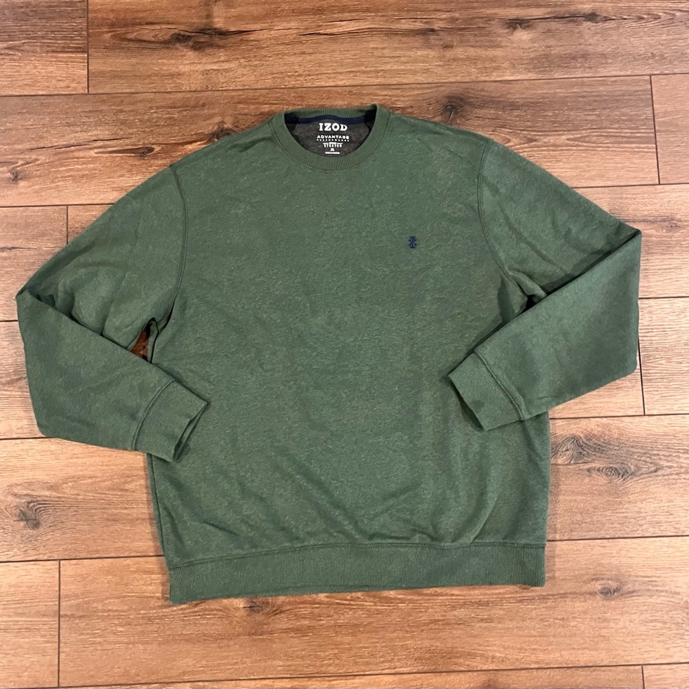 Izod Green Advantage Performance Crewneck Pullover Style Sweater Size XL